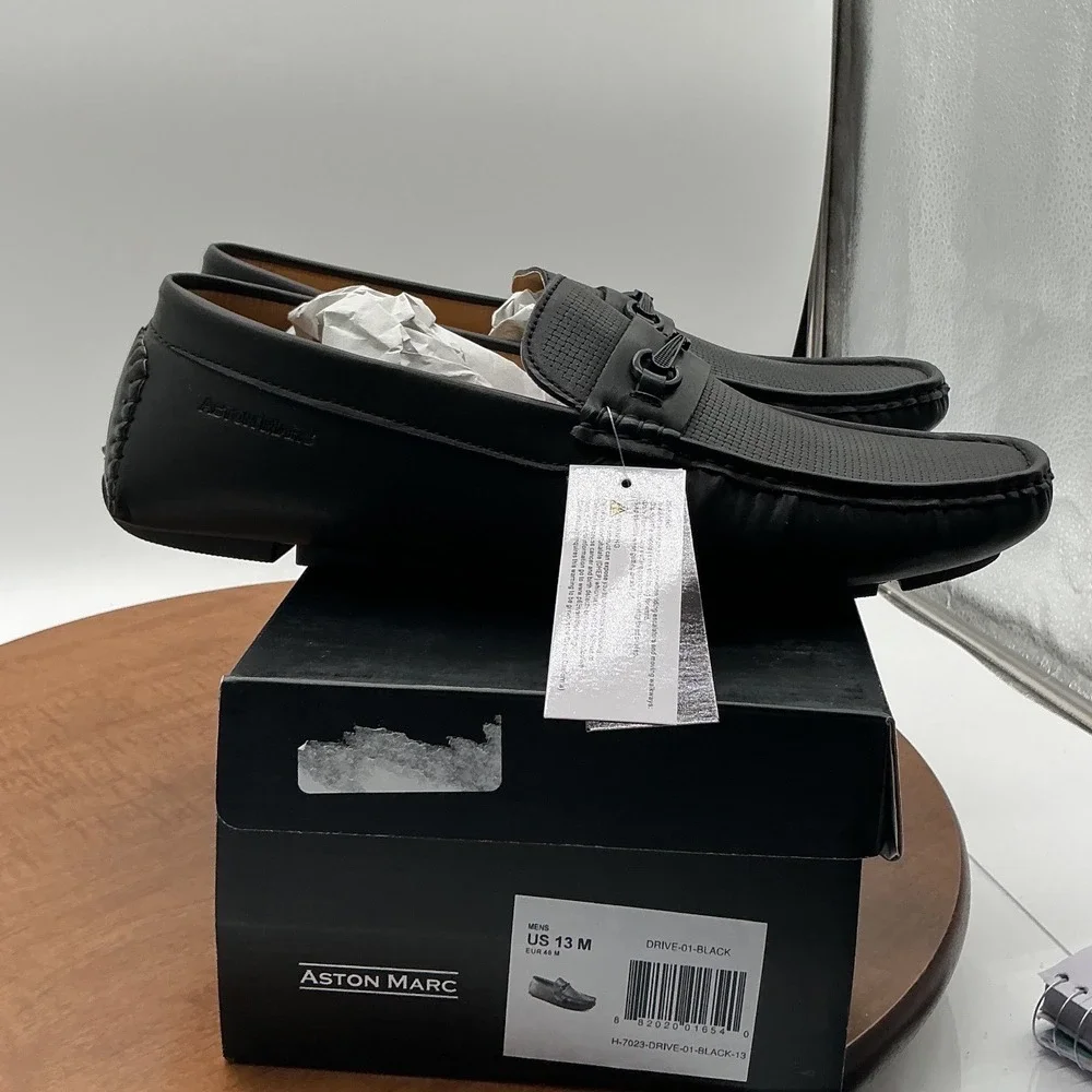 Aston Marc Mens Drive-01 Black Bit Loafer Driving Moccasins Shoes Size‎ 13 NEW